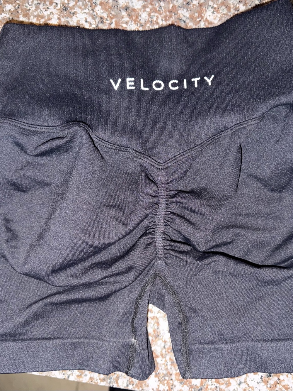 Velocity Black High-Waist Scrunch Back Shorts